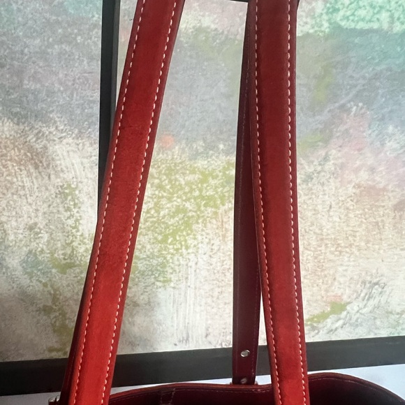 Coach Burnt Orange Suede Patent Trim Lunch Gallery Tote Bag - Picture 9 of 17